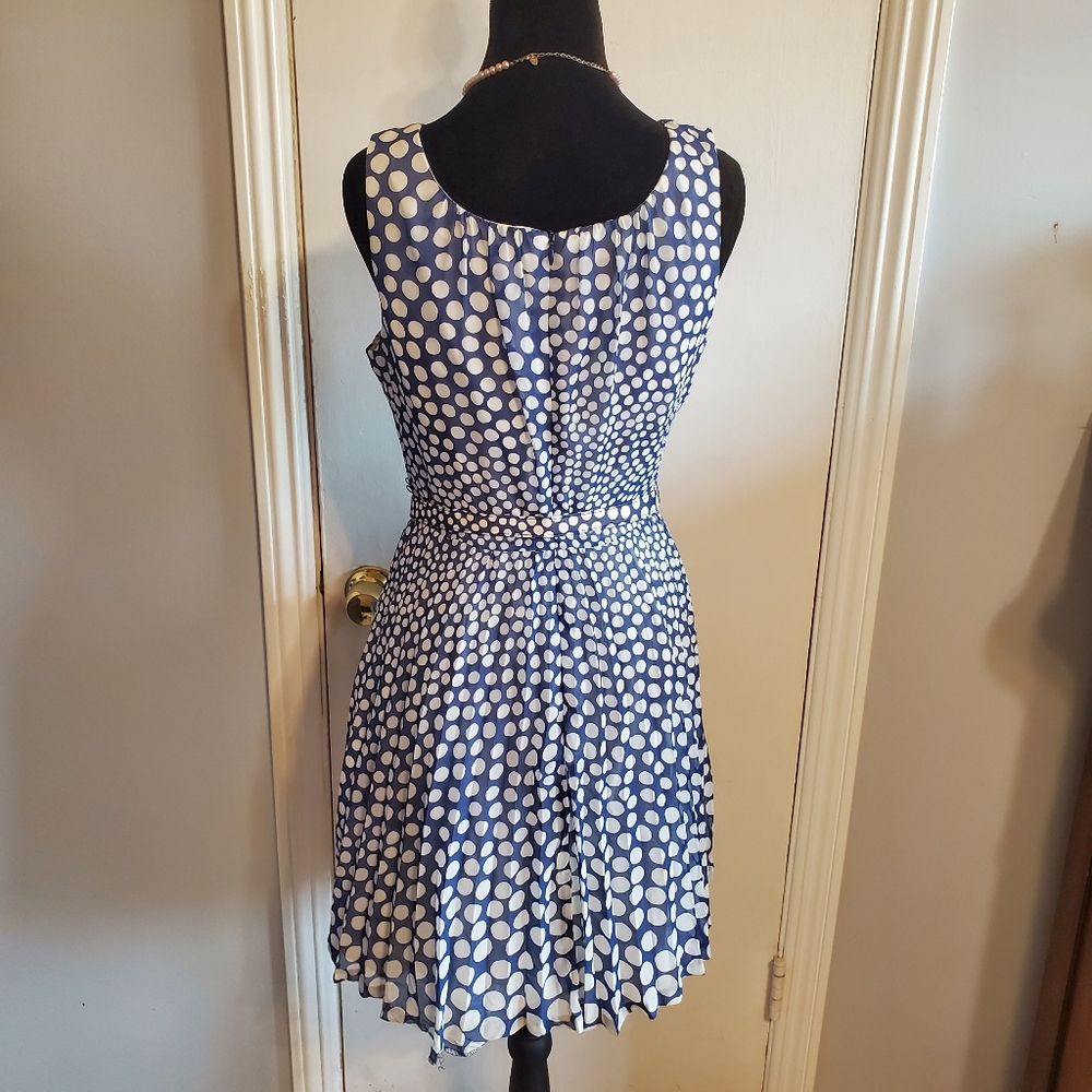 Trina Turk blue and white polka dot Pleated Dress Size 4 ASO Glee Retro Twee - Picture 7 of 13